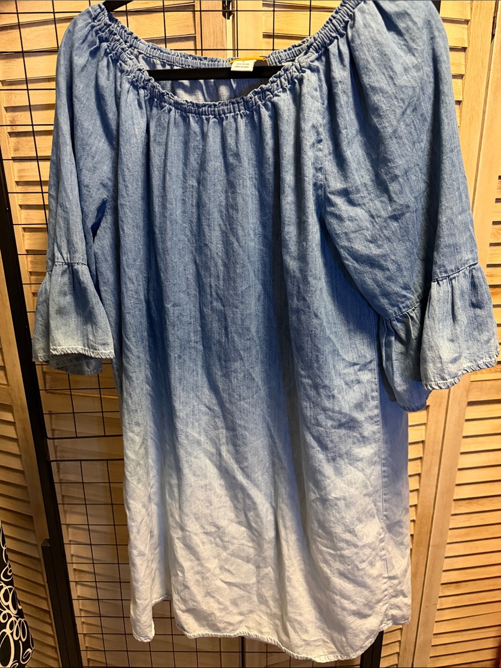 Ruby Rd. Light-to-Mid Blue Ombre Off-Shoulder Tunic